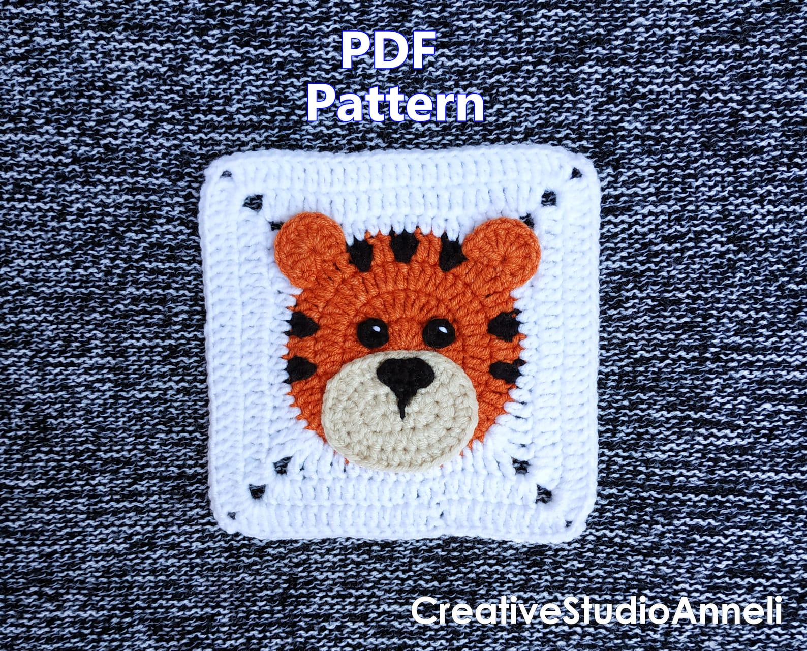 SET OF 12/ Crochet Animal Granny Square Pattern/ Motif/ Lion/ Etsy