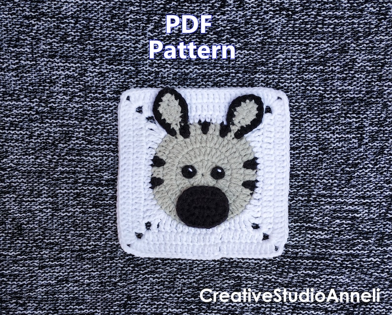 Crochet Zebra Square Pattern/ Animal Granny Square Motif/ Etsy
