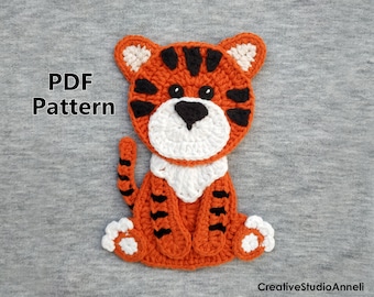Crochet Tiger Applique Pattern: Animal Motif (PDF Pattern)