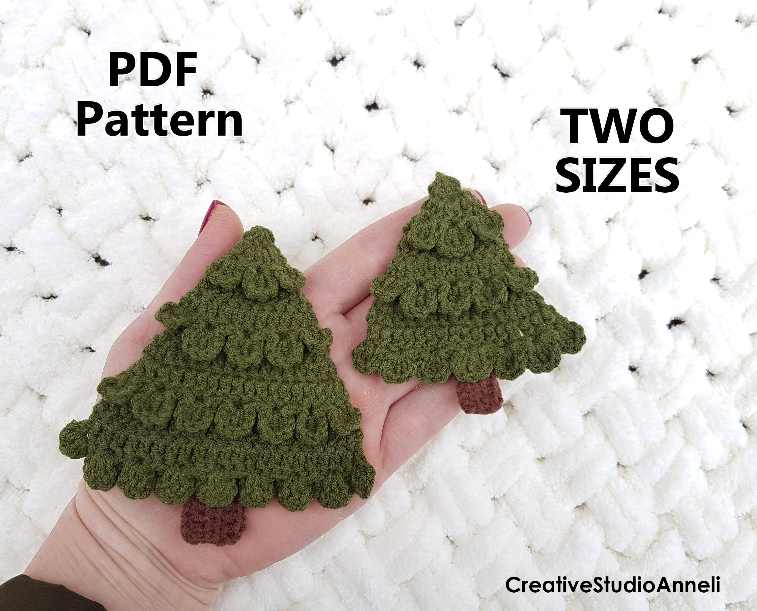 Set of 2/ Crochet Christmas Tree Applique Pattern/ Crochet Etsy