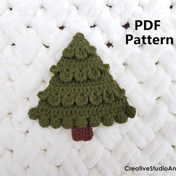 Crochet Christmas tree applique pattern/ crochet christmas ornament pattern/ Holiday Crochet /Home decoration / Crochet ornament/ tree