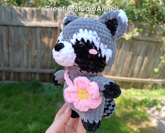 Crochet Raccoon Plushie: Handmade Amigurumi Stuffed Animal Toy