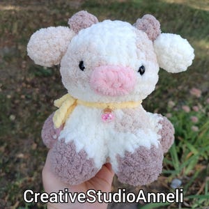 Crochet cow plushie/Fluffy cow/ Cookie cow plushie/ kawaii cow plush/ Chubby Milky Cow/ amigurumi cow/ Cute/ Farm animal/ animal plushies