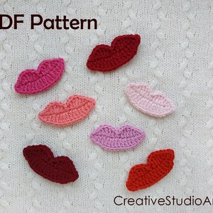 Crochet Pattern/ INSTANT PDF DOWNLOAD/ Crochet applique pattern/ Lips applique/Crochet lips/Lips pattern/ Applique/Lips/ Pattern