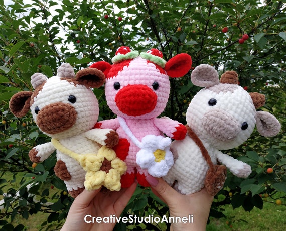 Vache au crochet / Peluche de vache à biscuits / Peluche de vache / Peluche  de vache au crochet / Vache laiteuse potelée / Vache au lait au crochet /  Mignonne / Animal de ferme / amigurumi -  France