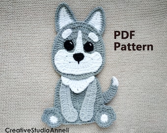 Crochet Husky Applique Pattern: Dog Motif, Baby Blanket Decor (PDF Pattern)
