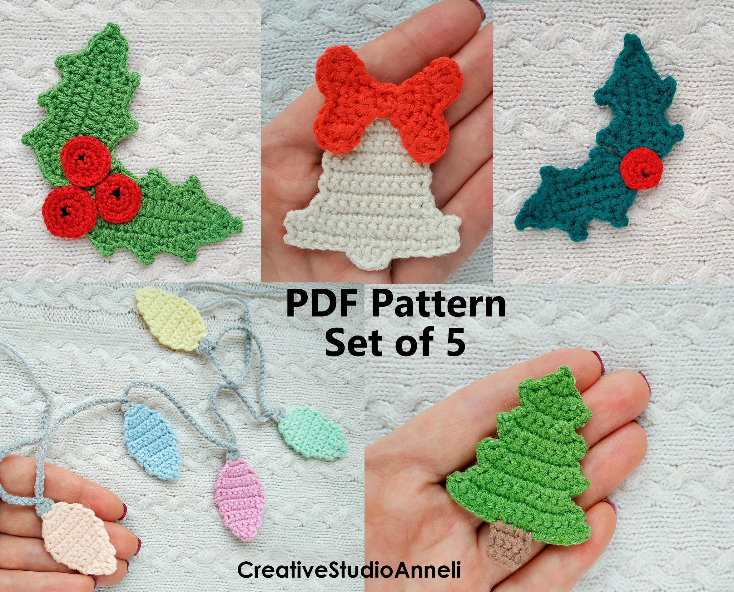 Crochet Pattern/pdf/ Christmas Crochet/ Christmas Appliques Etsy