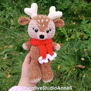Crochet deer plushie/animal plushies/ amigurumi deer/ stuffed deer toy/ Christmas gift/ Christmas decoration/ Reindeer plush/ baby shower