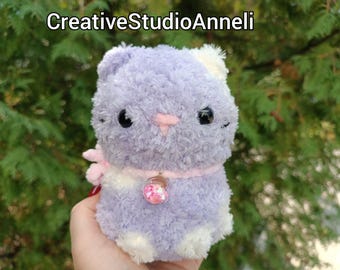 Szydełkowana pluszowa puszysta kotka: ręcznie robiona zabawka dla kociąt Amigurumi