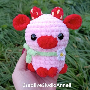 Crochet cow plushie/Mini cow/ Strawberry cow plushie/ kawaii cow plush/ Chubby Milky Cow/ amigurumi cow/ Cute/ Farm animal/ animal plushies