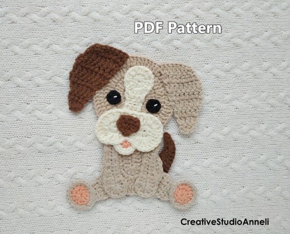 Crochet Dog Applique Pattern: Puppy Blanket Decor (PDF Pattern)
