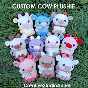 Crochet cow plushie/Mini cow/ Strawberry cow plushie/ kawaii cow plush/ Chubby Milky Cow/ amigurumi cow/ Cute/ Farm animal/ animal plushies