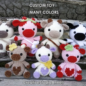 Crochet cow/ Cookie cow plushie/ Strawberry cow plushie/ Crochet cow plush/ Chubby Milky Cow/ Crochet milk cow/ Cute/ Farm animal/ amigurumi