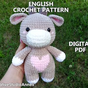 Crochet Cow Plushie PATTERN/ Amigurumi Cow pattern/ pdf tutorial/ Animal Plushie pattern/ Farm animals/ Crochet plushies pattern/ Chunky