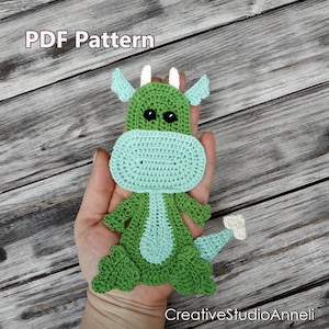 Crochet Pattern/PDF/ Crochet applique pattern/ Crochet baby applique /Dragon pattern/Dragon applique/Animal applique/Dragon/ Dino/ Blanket