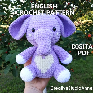 Crochet Elephant PATTERN/ Amigurumi Elephant pattern/ pdf tutorial/ Animal Plushie pattern/ Zoo animals/ Crochet plushies pattern/ Safari