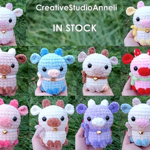 Crochet cow plushie/Mini cow/ Strawberry cow plushie/ kawaii cow plush/ Chubby Milky Cow/ amigurumi cow/ Cute/ Farm animal/ animal plushies