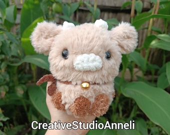 Vaquinha de crochê fofa feita à mão – Presente de animal amigurumi fofo para crianças e amantes de vacas – Brinquedo de pelúcia macio