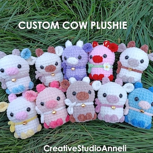 Crochet cow plushie/Mini cow/ Strawberry cow plushie/ kawaii cow plush/ Chubby Milky Cow/ amigurumi cow/ Cute/ Farm animal/ animal plushies