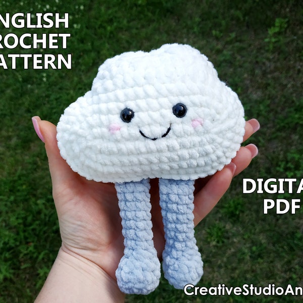 Crochet Cloud Plushie PATTERN/ Amigurumi Cloud pattern/ pdf tutorial/ Plushie pattern/ Kawaii/ Crochet plushies pattern/ Chunky