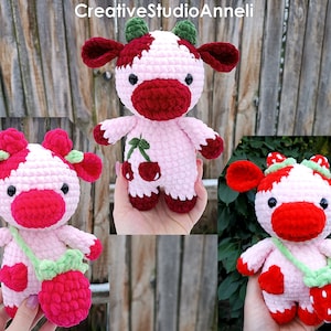 Beere Plüschtier Häkeln Beere/ Erdbeer Kuh/ Himbeere/ Kirsche/ Gehäkeltes Kuh Plüsch/ Mollige Kuh/ Bauernhof Tier/ Amigurumi/ Weihnachtsgeschenk