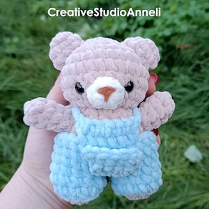 Crochet bear plushie/  Bear in overalls/ bear toy/ Amigurumi bear/ animal plushies// Cute/ Forest animal/kawaii/ amigurumi/ Christmas gift