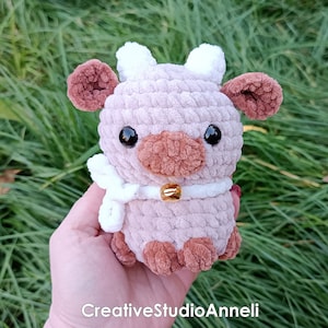 Crochet cow plushie/Mini cow/ Strawberry cow plushie/ kawaii cow plush/ Chubby Milky Cow/ amigurumi cow/ Cute/ Farm animal/ animal plushies