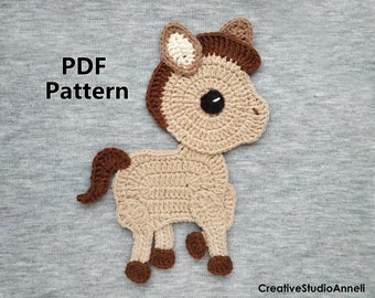 Crochet Horse Applique Pattern: Pony Motif, Baby blanket decor (PDF Pattern)