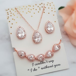 Bridesmaid rose gold jewelry sets hotsell