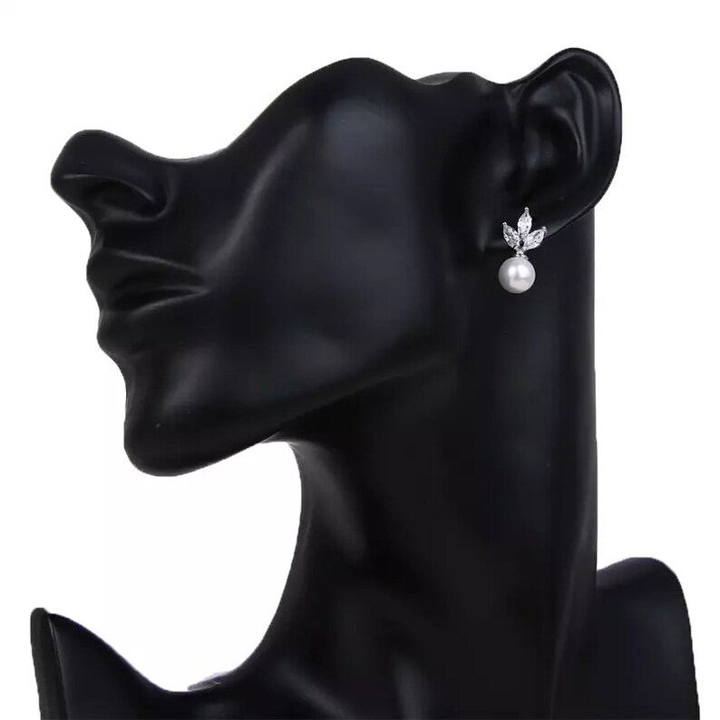 Pearl Rose Gold Bridesmaid Gift Set Silver Bridesmaid Earrings Etsy