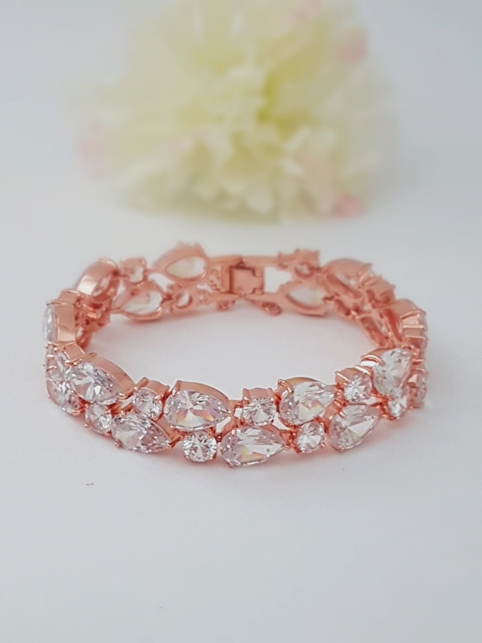 Rose gold necklace earrings and bracelet set Clearance