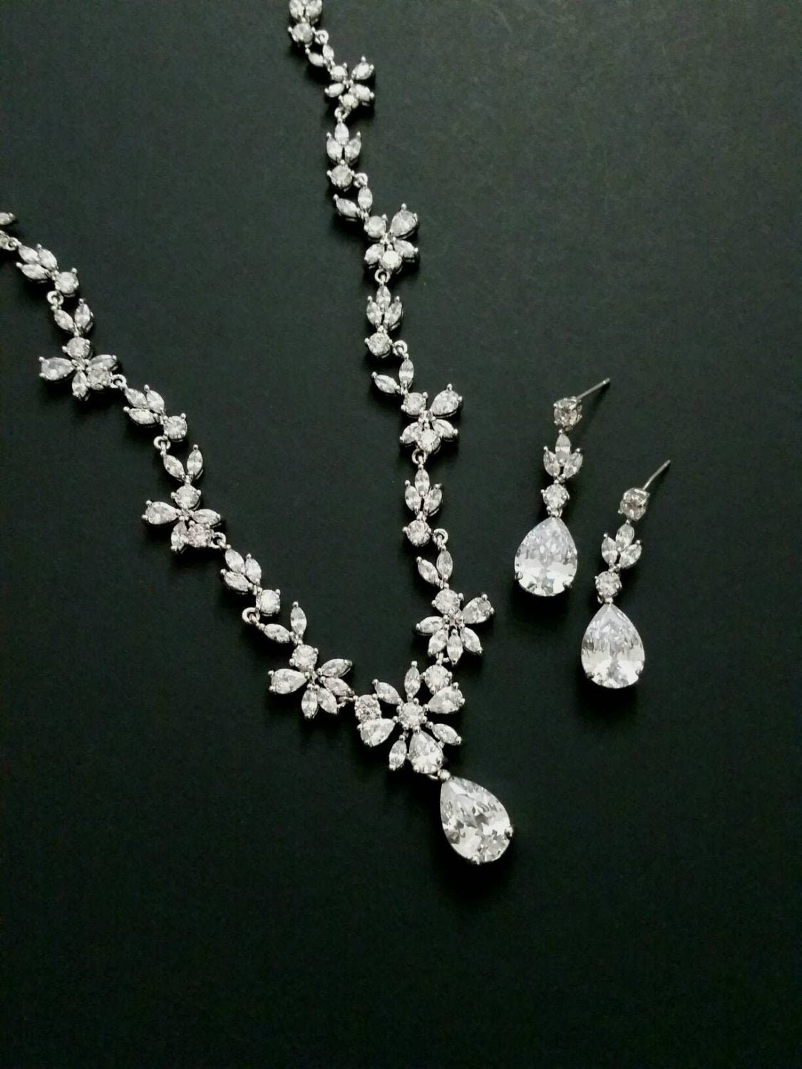 Rose Gold Bridal Jewelry Set Wedding Necklace Set Bridal Etsy