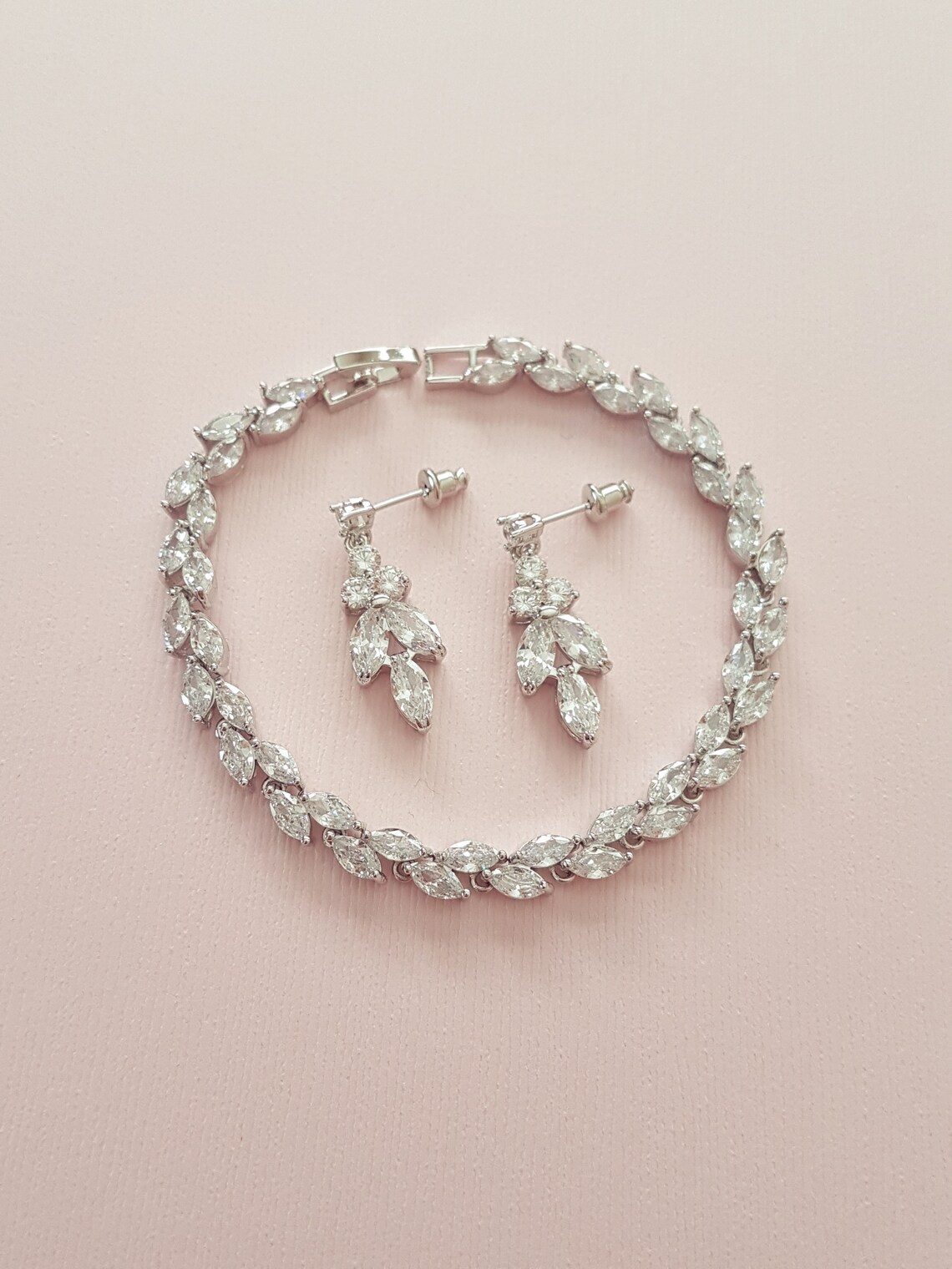 Wedding Jewelry for Brides Rose Gold Floral Crystal Bridal Etsy