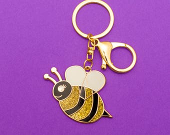 Glitter Bee - Hard enamel keychain