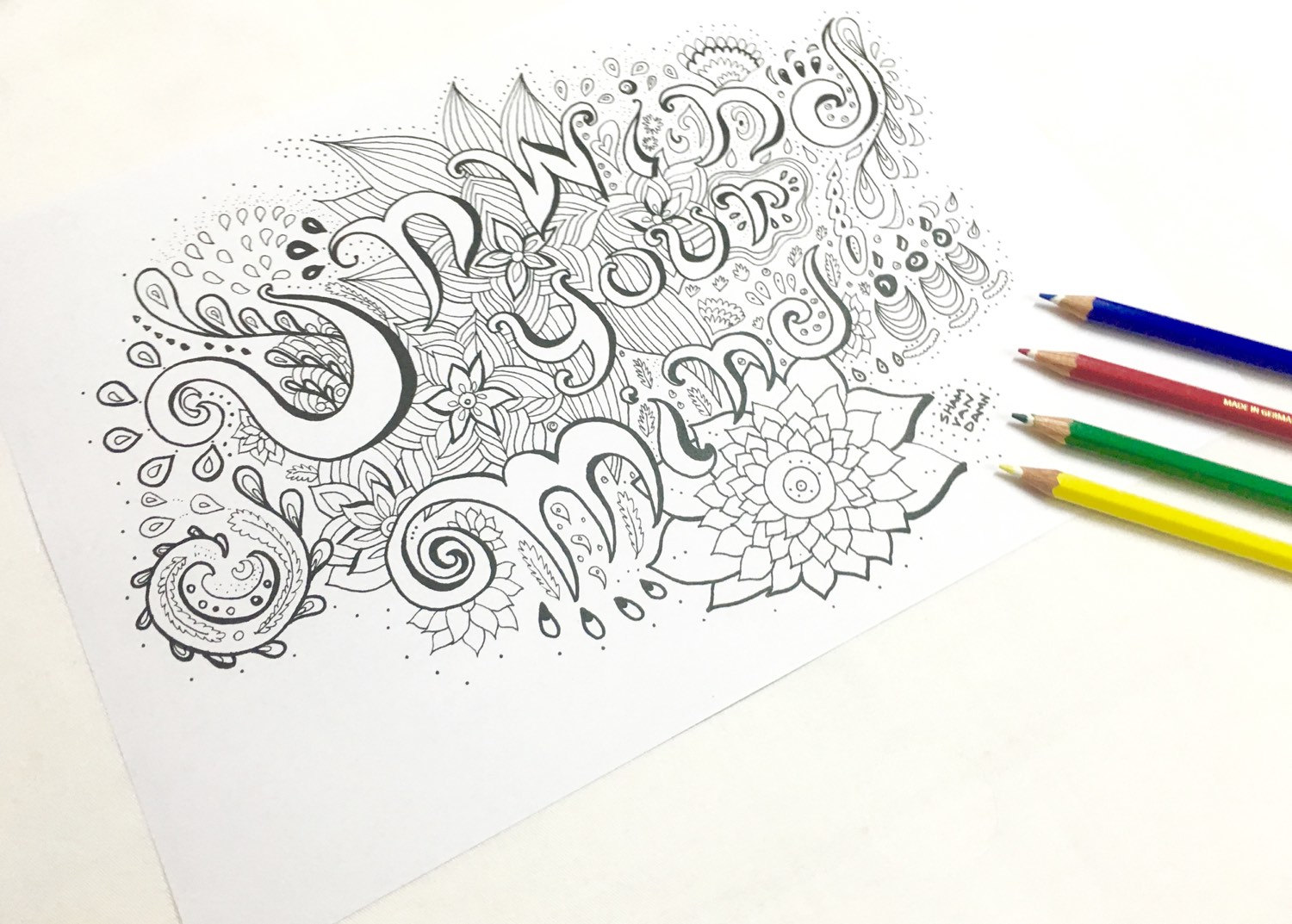 Unwind Your Mind Coloring Page (adult Coloring Page Zendoodle Art