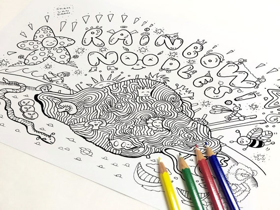 Download Rainbow Noodles Coloring Page Adult coloring page Art | Etsy