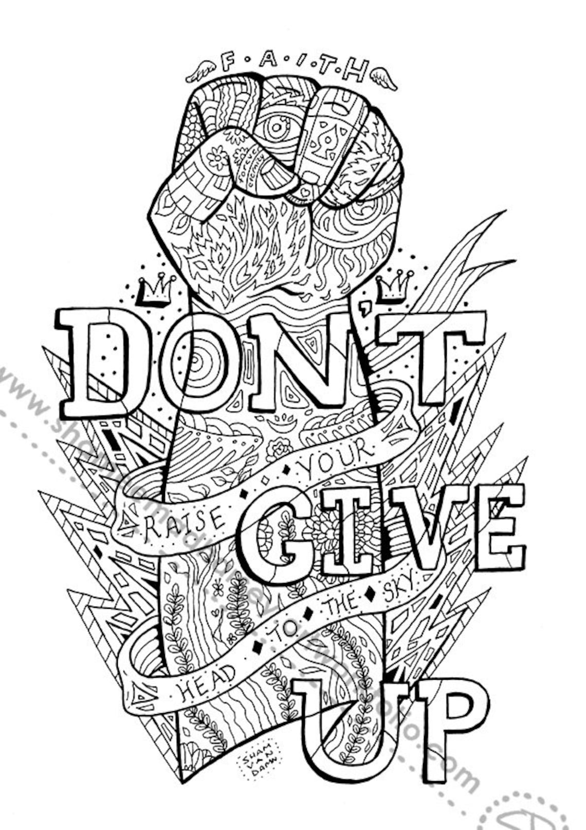 Don't Give up Coloring Page ( Adult Coloring Page Art Therapy Adult ...