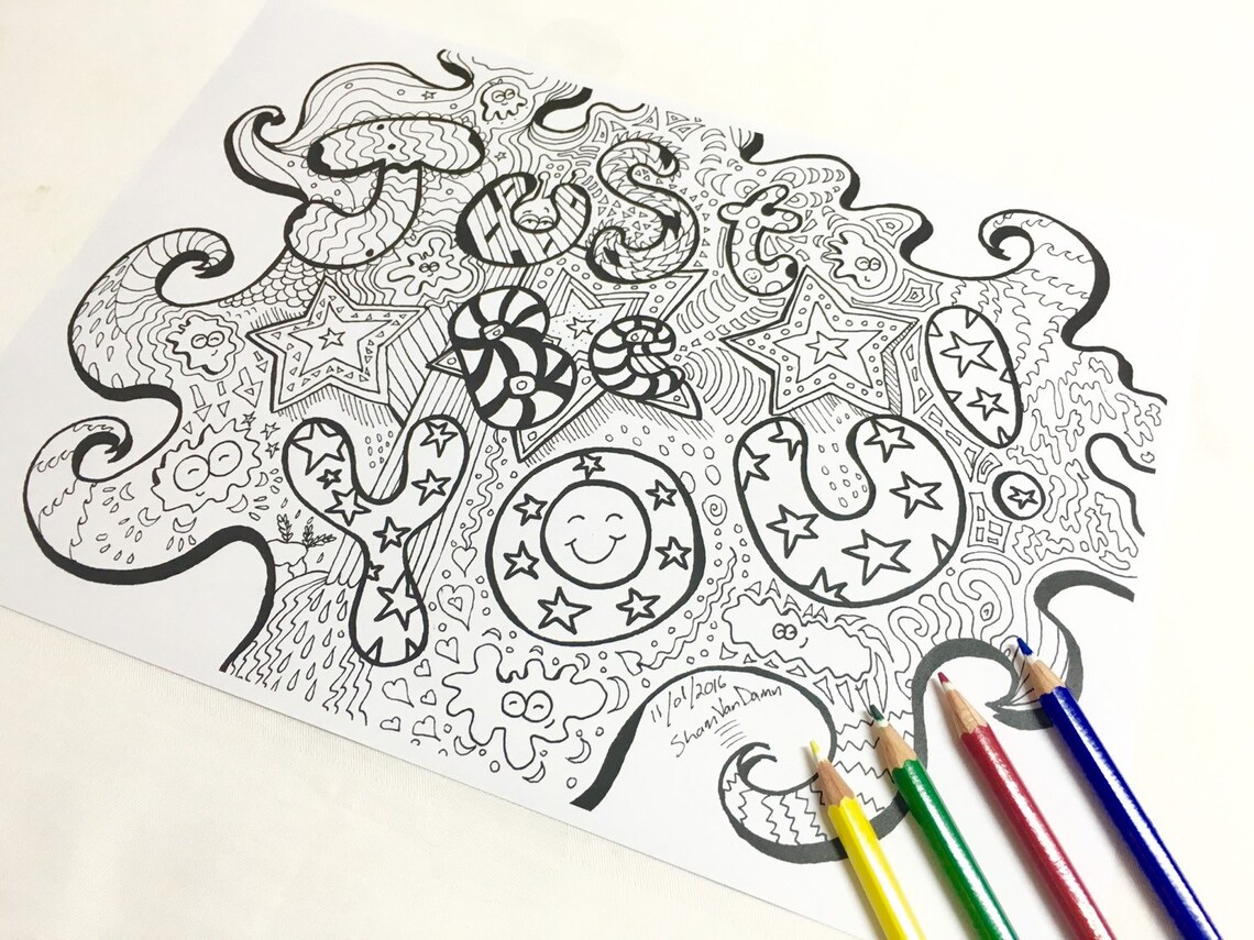 Just be you coloring page adult coloring book adult coloring page art
