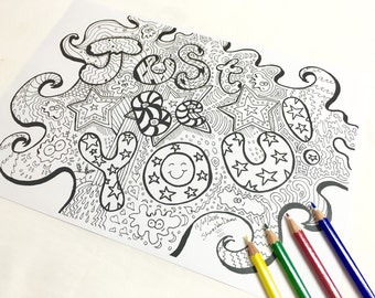 Just Be You Coloring page ( Adult coloring book Adult coloring page Art Therapy Zendoodle Instant Download Colouring pages Inspirational )