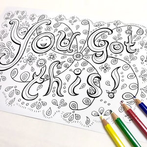 Tienes esto (arteterapia, motivación positiva, mantener el espíritu en alto, página para colorear para adultos)