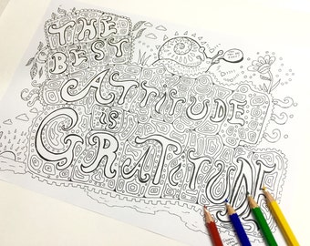 Gratitude Coloring Page ( Adult coloring page Art Therapy Adult Colouring Adult coloring book Printable download Inspirational quote )