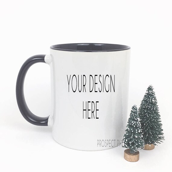 Holiday Coffee Mug Mockup Black Handle Coffee Mug