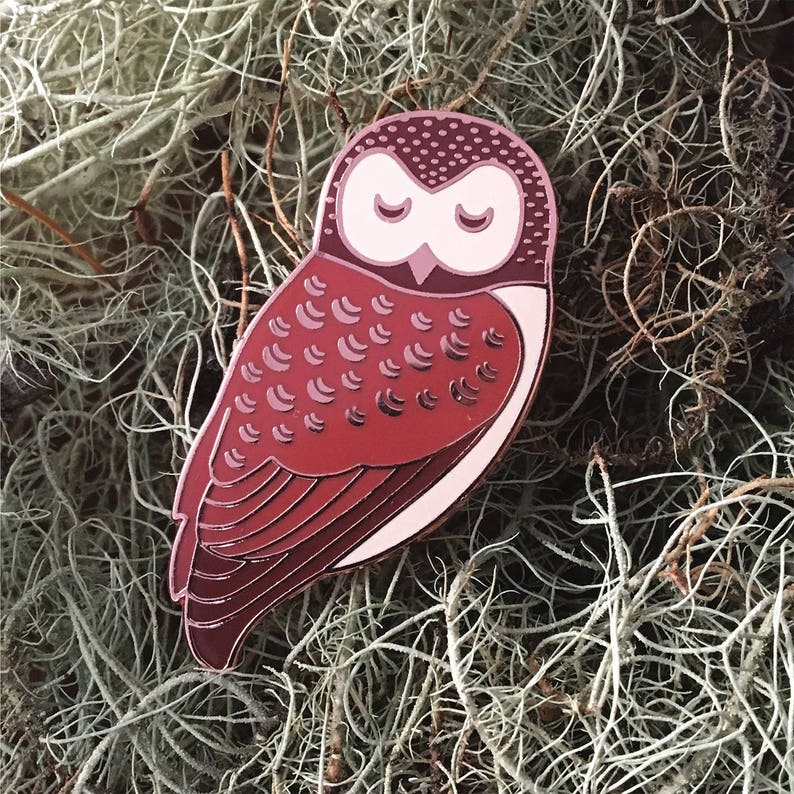 Barred Owl Hard Enamel Pin Owl Enamel Pin Sleepy Owl Pin - Etsy