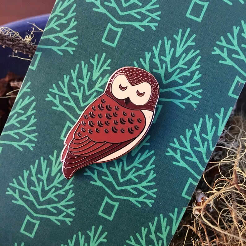 Barred Owl Hard Enamel Pin Owl Enamel Pin Sleepy Owl Pin - Etsy