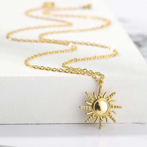 Gold Plated Sun matte Pendant Necklace - Etsy Canada