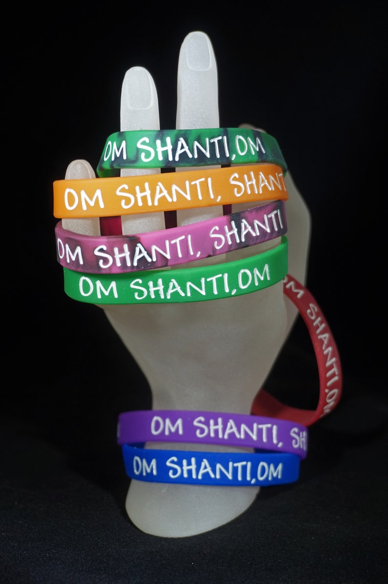 Om Shanti, Shanti Wristband, Buddhist Rubber Band, Spiritual Silicone