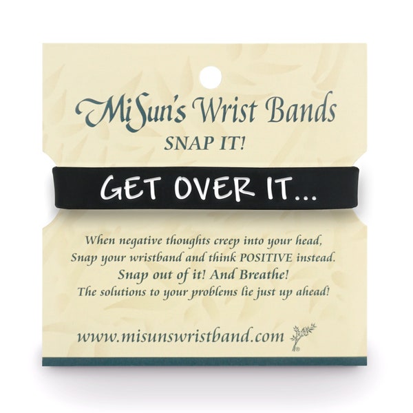 Get Over It Bracelet, Let It Go Wristband, Anxiety Wristband, Therapy Rubber Band With Mental Health Affirmation Motivational Message