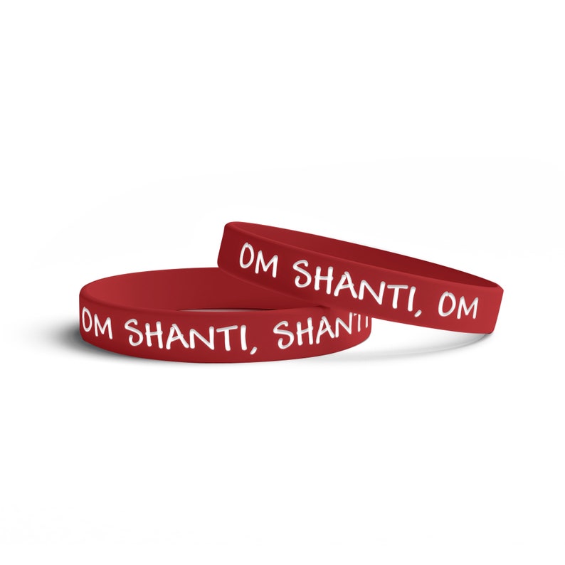 Om Shanti Shanti Wristband Buddhist Rubber Band Spiritual Etsy