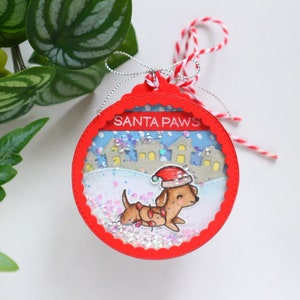 Dachshund dog christmas tree shaker ornament tags, Personalisable, pet animal shaker tags for holiday gifts, gift for pet owners image 1
