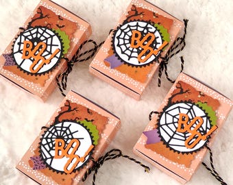 Halloween Favor Boxes, Set of 4, Handcrafted Treat Gift Card Holders